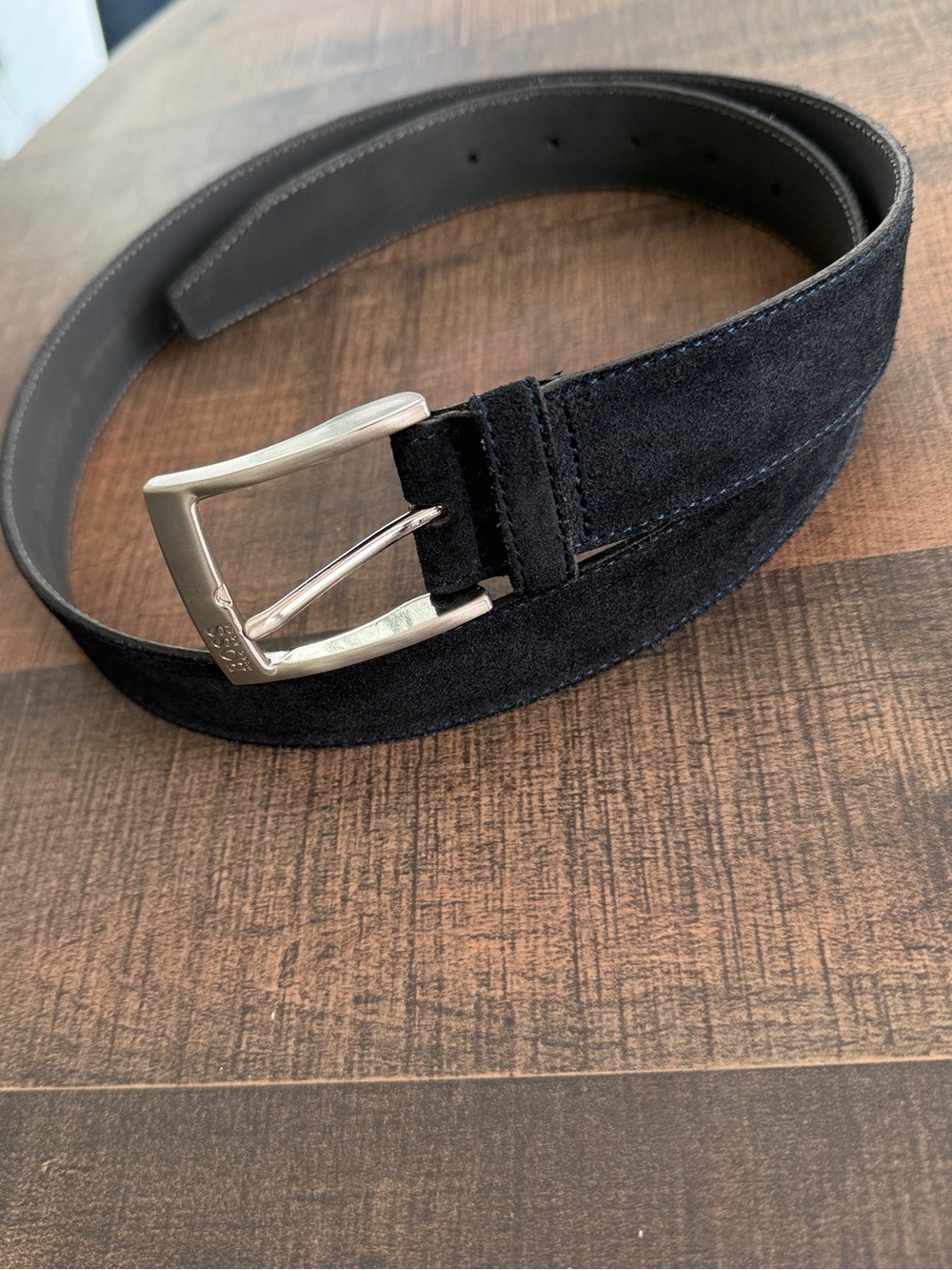 Hugo Boss Mens Blue Navy Suede Belt Sz 34 Handmade in Italy Exc Cond!
